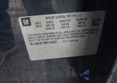 2017 Chevrolet Malibu Ls from USA, damaged, VIN 1G1ZB5ST1HF110532